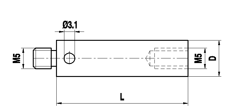 M5 титановый удлинитель щупа, L 60 мм, D 11 мм, для систем ZEISS A-5555-0152